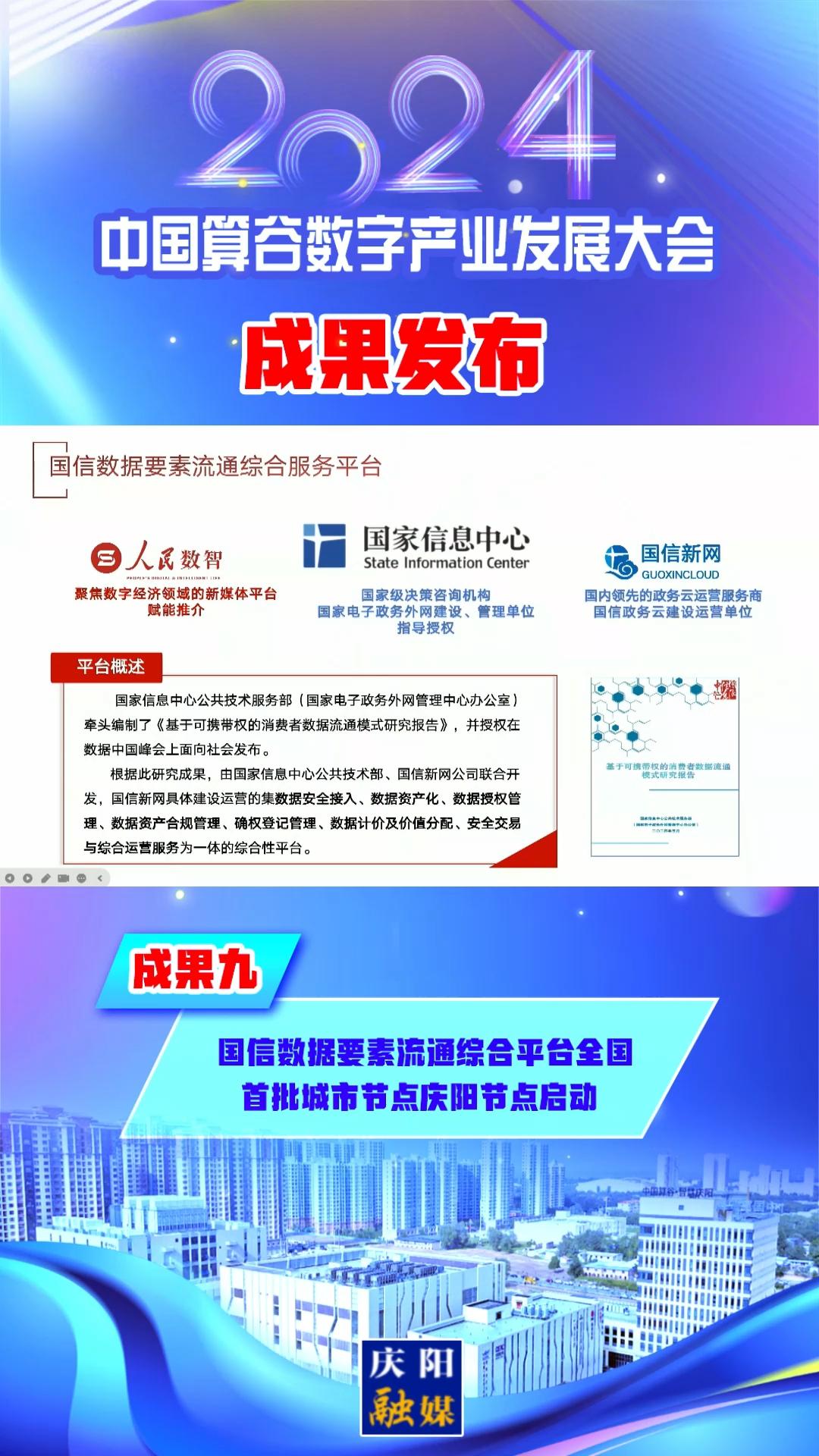【V視】2024中國算谷數(shù)字產(chǎn)業(yè)發(fā)展大會成果九︱國信數(shù)據(jù)要素流通綜合平臺全國首批城市節(jié)點(diǎn)慶陽節(jié)點(diǎn)啟動