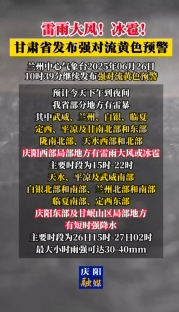 雷雨大風(fēng)！冰雹！甘肅省發(fā)布強(qiáng)對流黃色預(yù)警